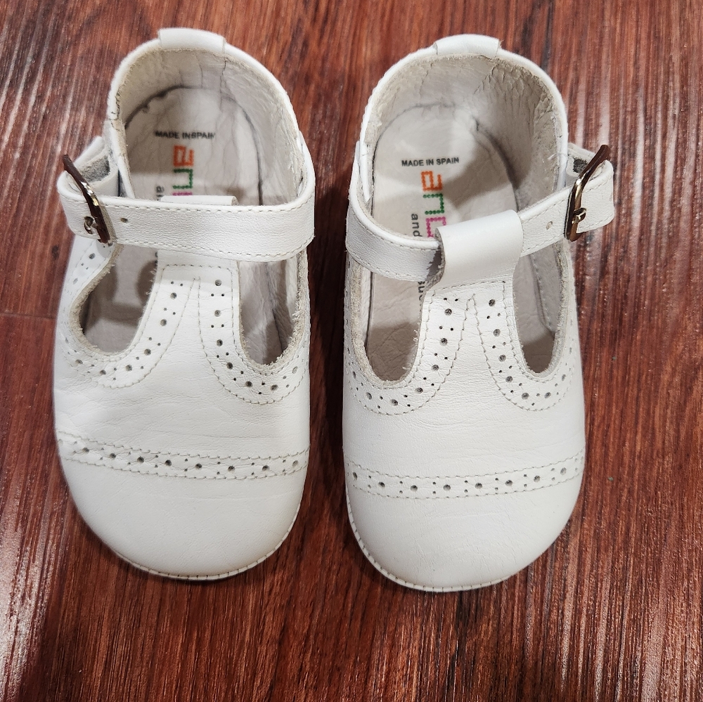 Andanines Leather Classic Baby Pre-Walker White Kids Shoes